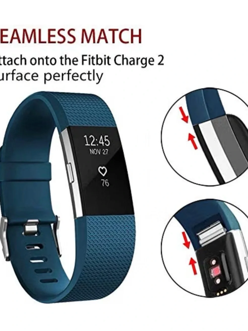 3x Replacement Sport Wristband for Fitbit Charge 2 - Rose Pink, Navy, Grey NWT